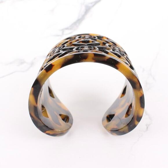 Tory Burch Brown Resin Lucite Cuff Bracelet - Picture 5 of 7